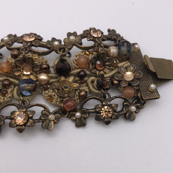 VTG Michal Negrin large cuff bracelet One of a kind. Bohemian. Floral. Signed - Picture 10 of 16